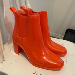 Jeffrey Campbell Hurricane Orange Rain Boot Womens Size 8